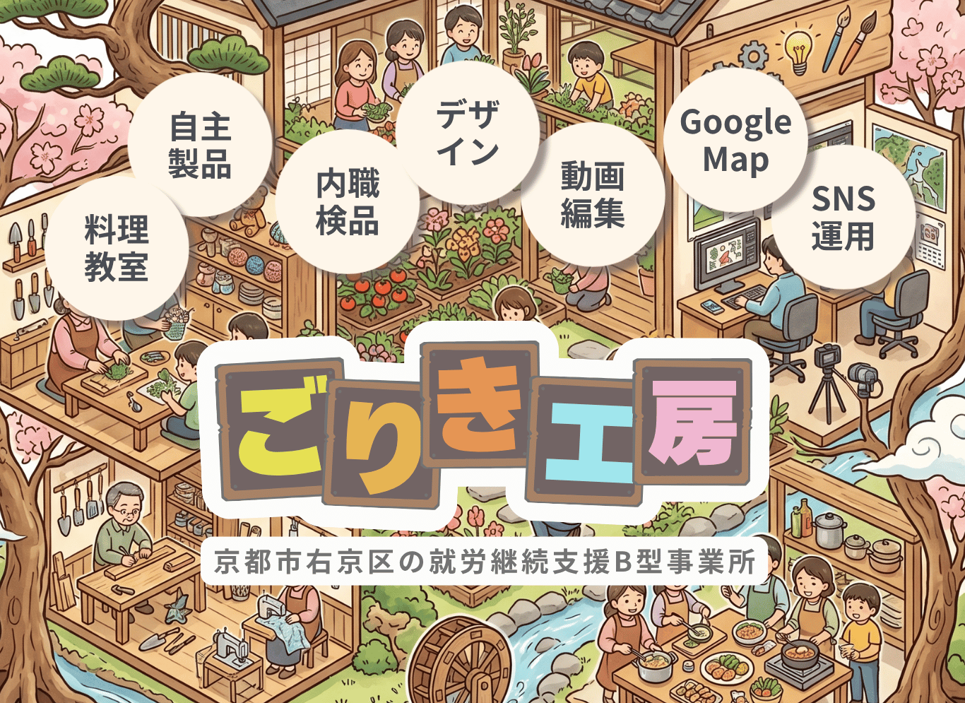 ごりき工房 就労継続支援B型事業所 SNS運用 動画編集 デザイン制作 京都